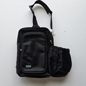 DSW Black Sling Crossover Bag With Drink Bottle Support NWOT